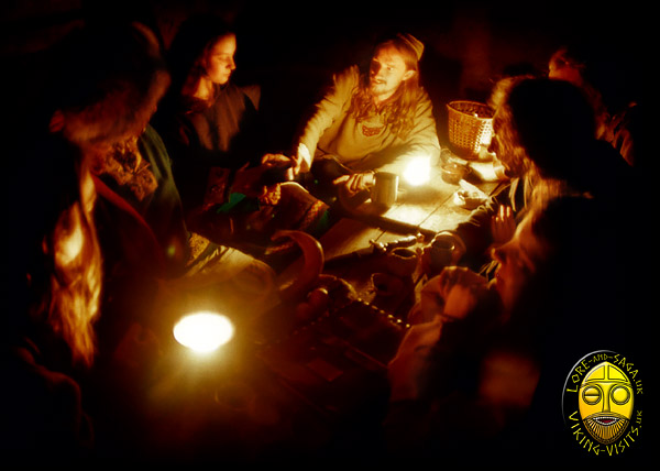 Viking storytelling in the longhouse at Danelaw Viking Village
